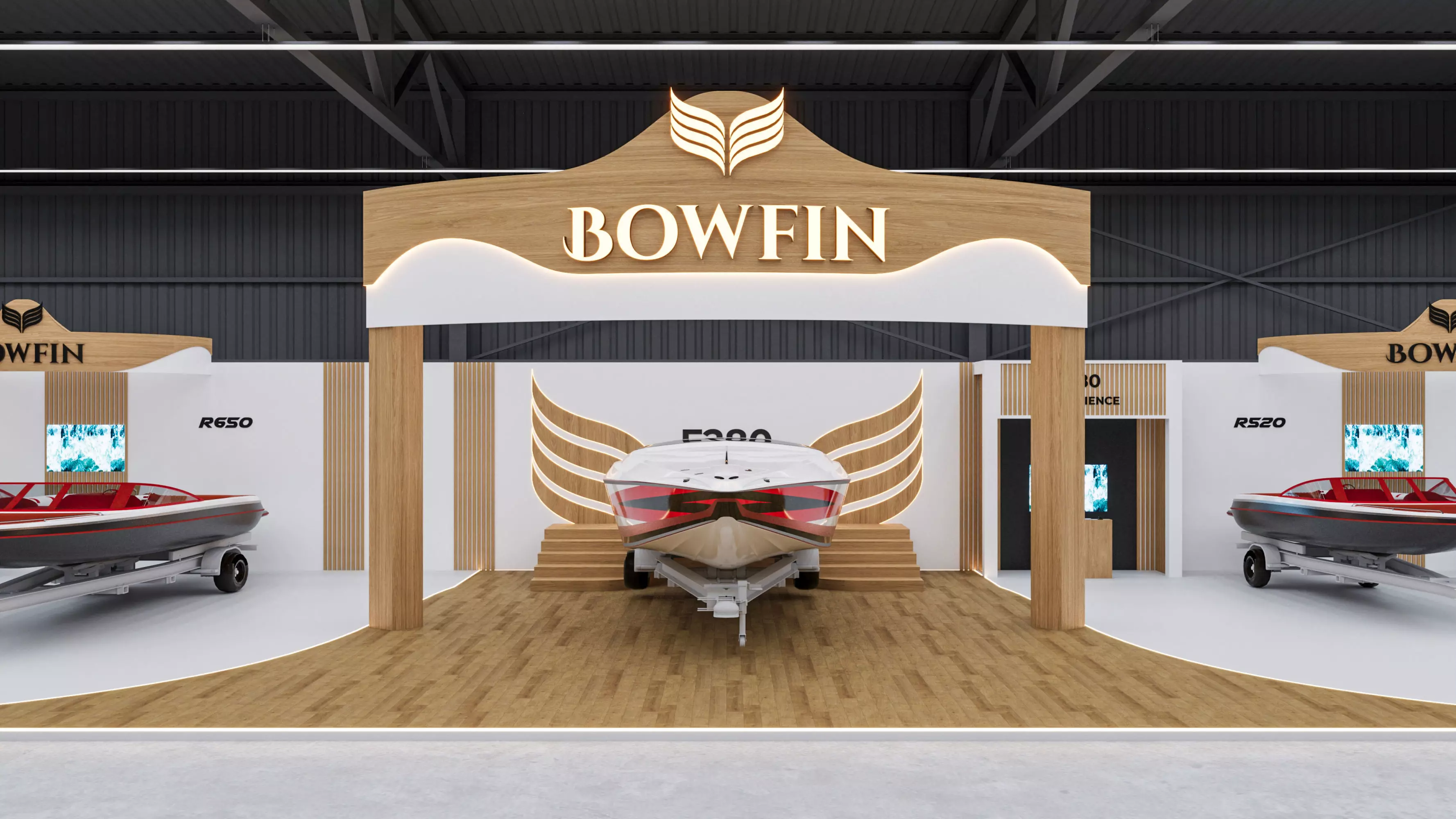 Modern Marine Boat Exhibition Stand - Large Trade Show Booth Low-poly 3D model