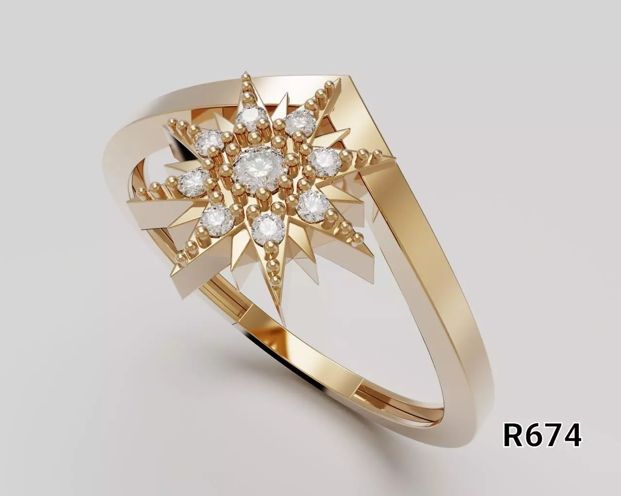 A brilliant and striking gold ring 3D print model