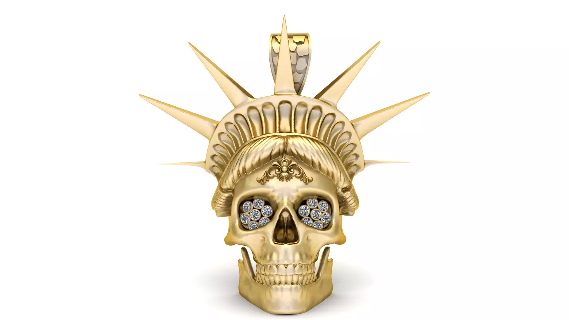 Golden Liberty Skull Pendant 3D print model