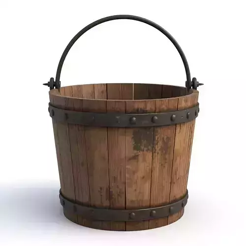 Viking Wooden Bucket 3D Model v02