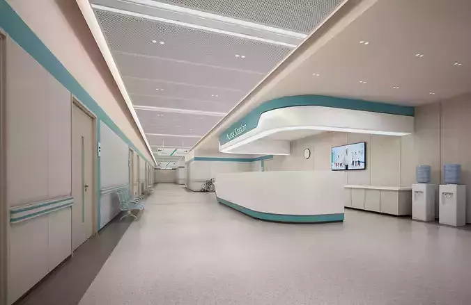 Hospital Corridor Nurses Station 02 3D model