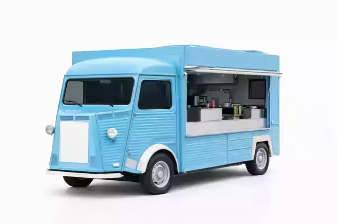 Vintage Food Truck Retro Mobile Street Food Vehicle