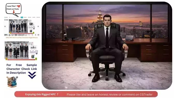 Man in Suit NPC  Rigged Mixamo FBX T Pose