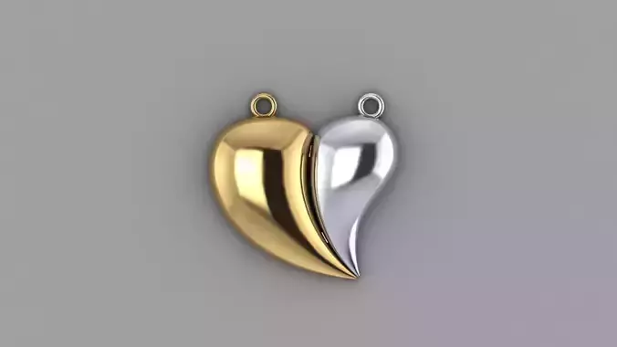 Two Tone Irregular Heart love Pendant