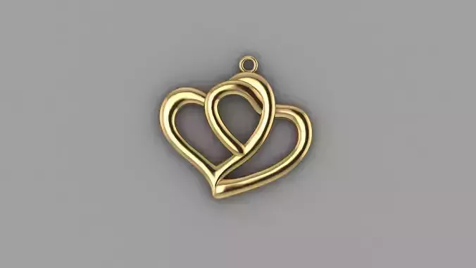 Two Interlocking Hearts gold Pendant