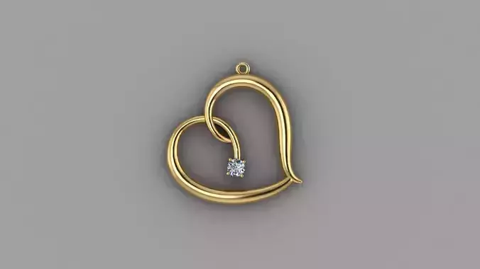 Organic Open Heart love Diamond jewelry Pendant