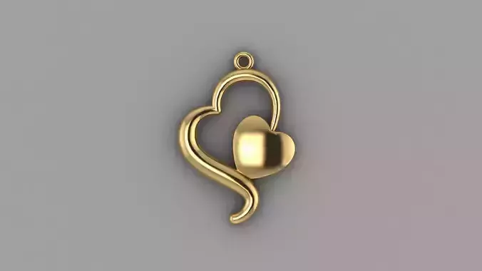 engrave heart love gold pendant