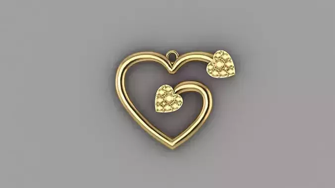 Open Heart love Pendant with Faceted Metal Heart Ends