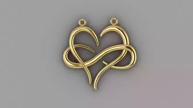 Double Bail Infinity Heart love Pendant