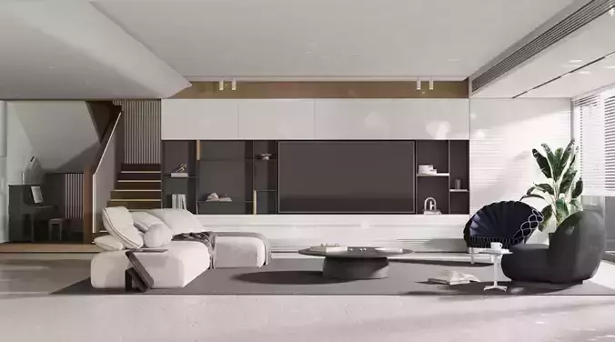 Modern Minimalist Living Room Interior 3D model