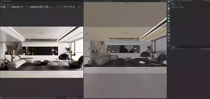 Modern Minimalist Living Room Interior 3D model 2