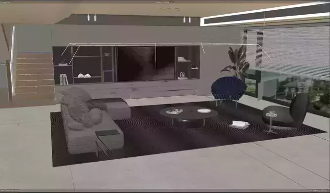 Modern Minimalist Living Room Interior 3D model 7