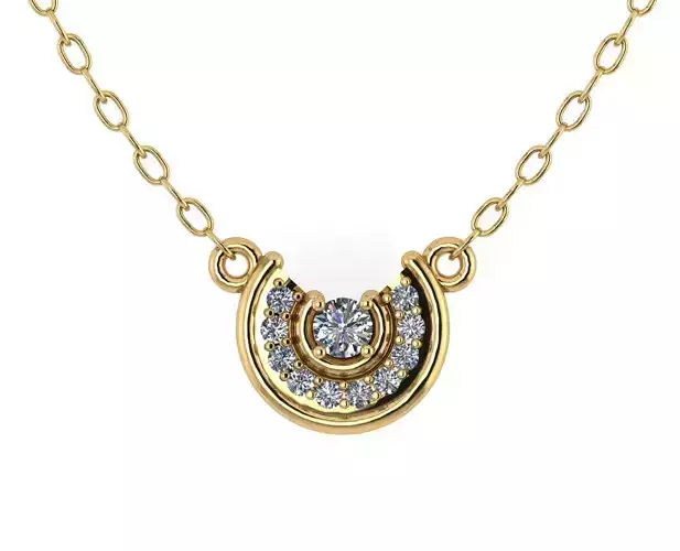 Crescent Halo Diamond Necklace