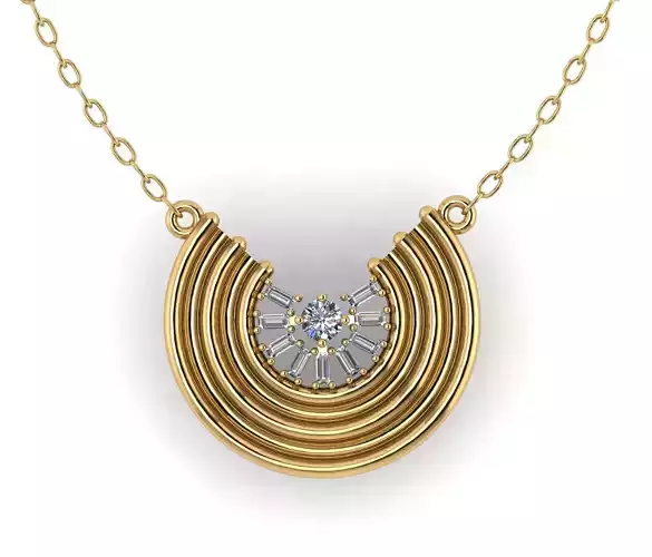Concentric Art Diamond Halo Pendant