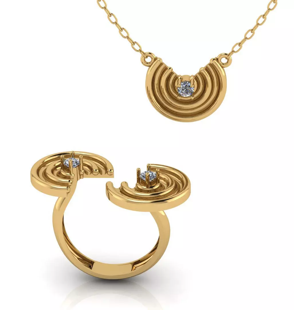 Art Deco Crescent Arc Jewelry Set 3D print model