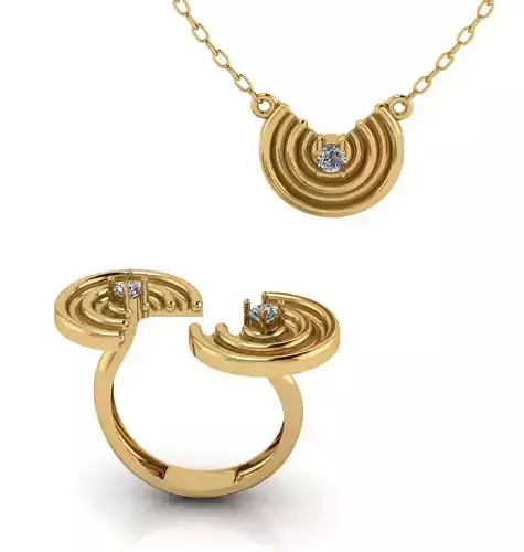 Art Deco Crescent Arc Jewelry Set