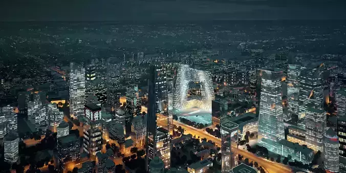 Beijing CBD Night View China Zun CCTV Tower 3D model