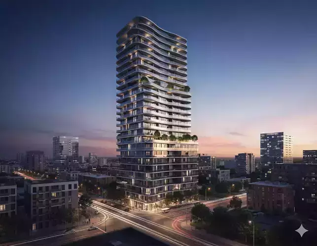 Luxury Curved Residential Tower  Modern Building 3D model 4
