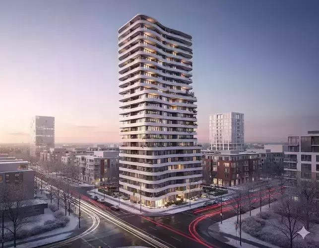 Luxury Curved Residential Tower  Modern Building 3D model 3