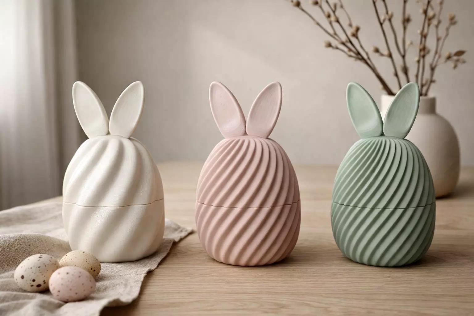 Bunny Egg Box STL Set of 3 Easter Candy Container 3D print model