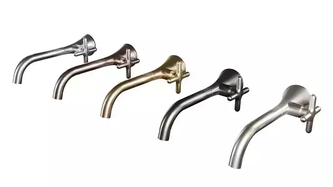 Wall-mounted Bathroom Spout Faucet - LISS Low-poly 3D model