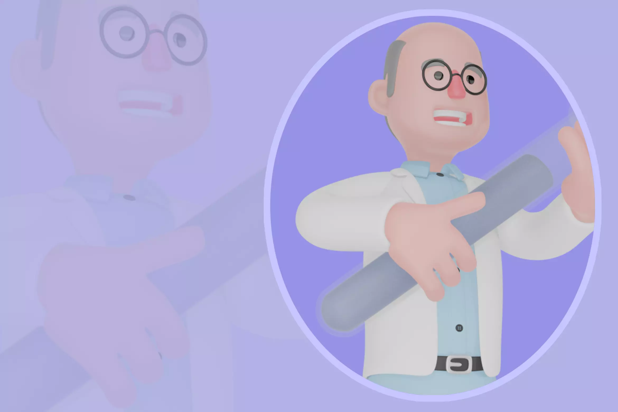 Stylized 3D Male Scientist - Cartoon Giant Test Tube 3D model