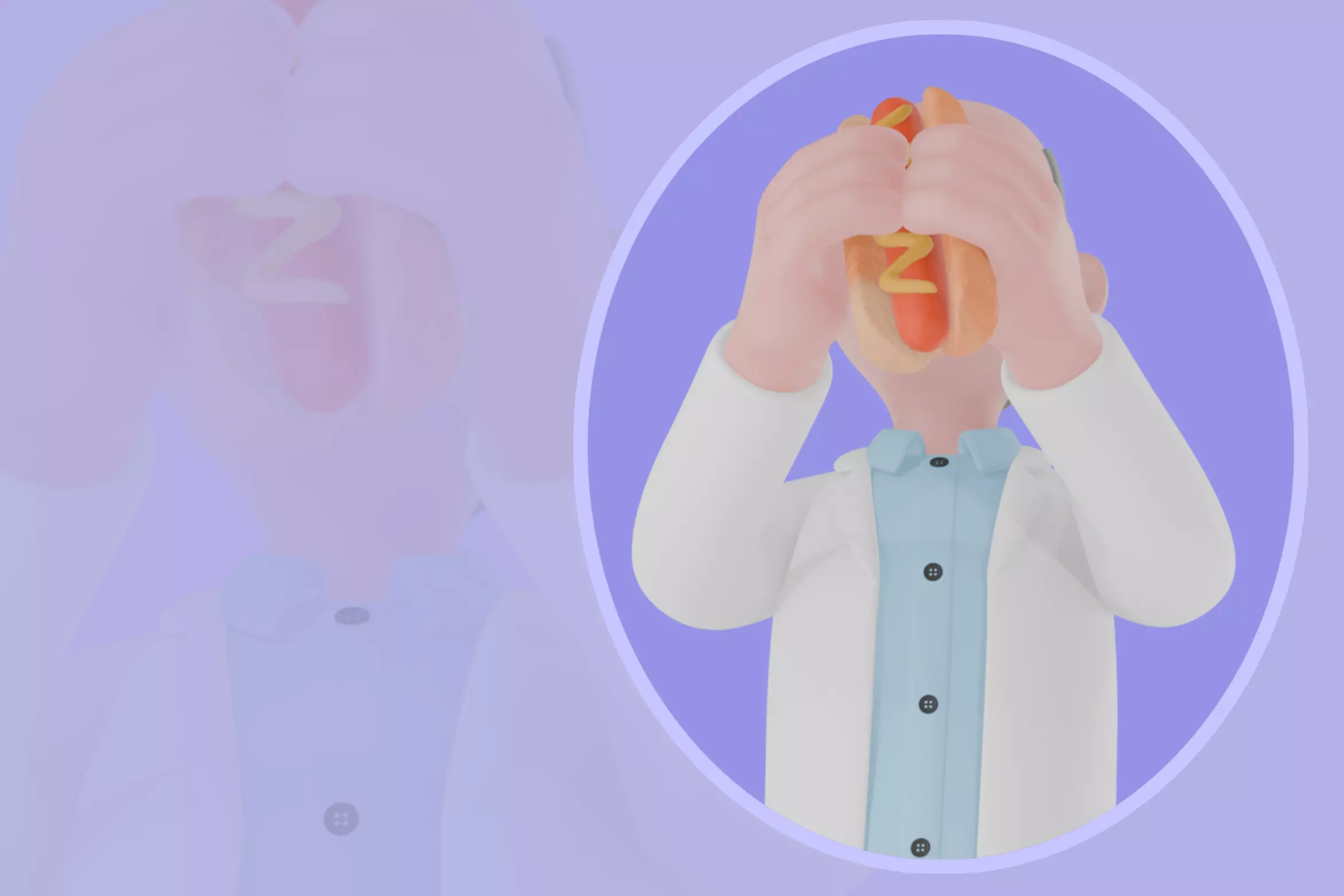 Stylized 3D Male Scientist - Cartoon Scientist Eating Hot Dog 3D model