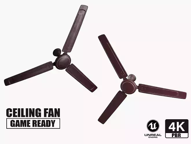 Classic Utility 3B Ceiling Fan - 6 Texture Variants Game Ready