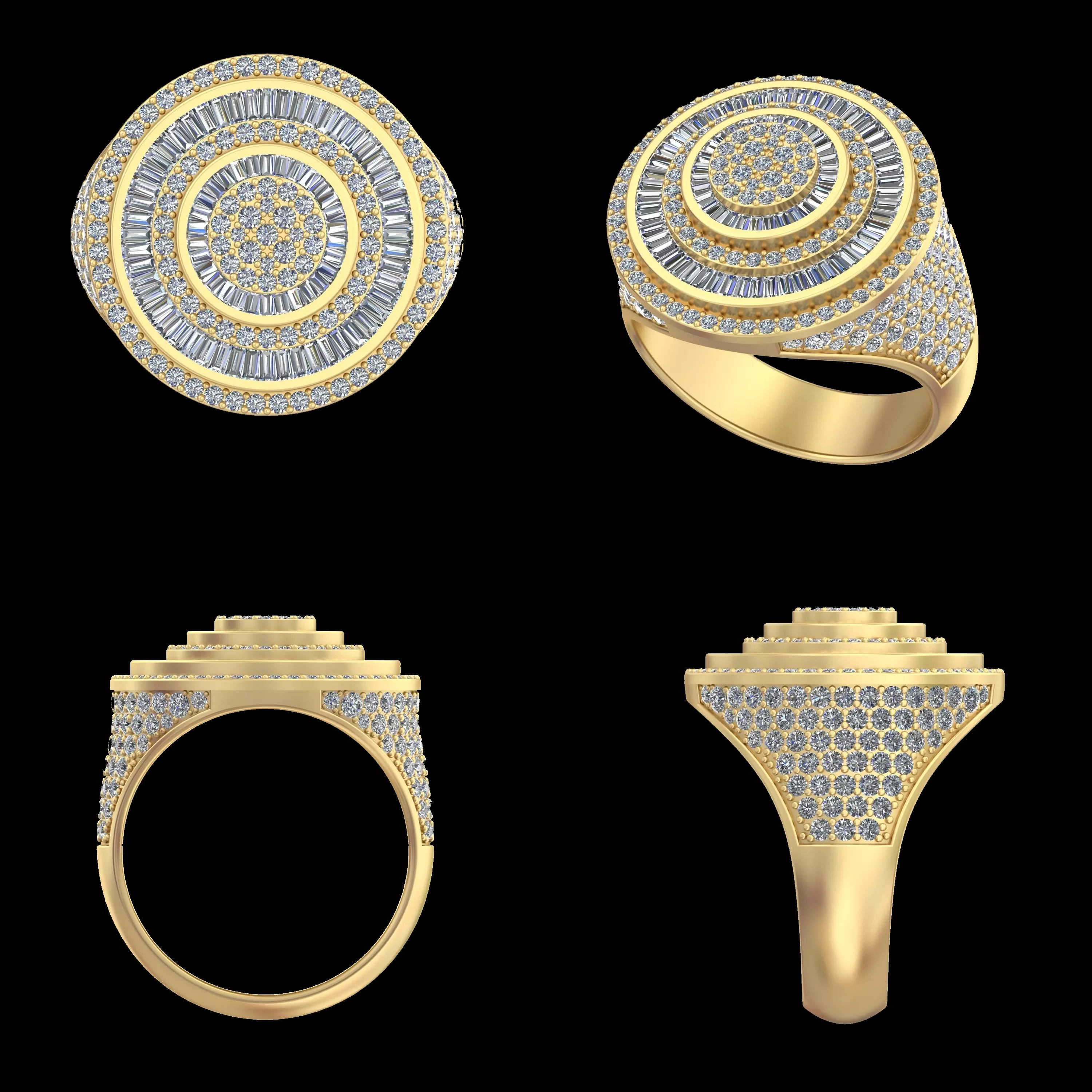Luxury Concentric Diamond Disc Ring 3D Model 3D print model