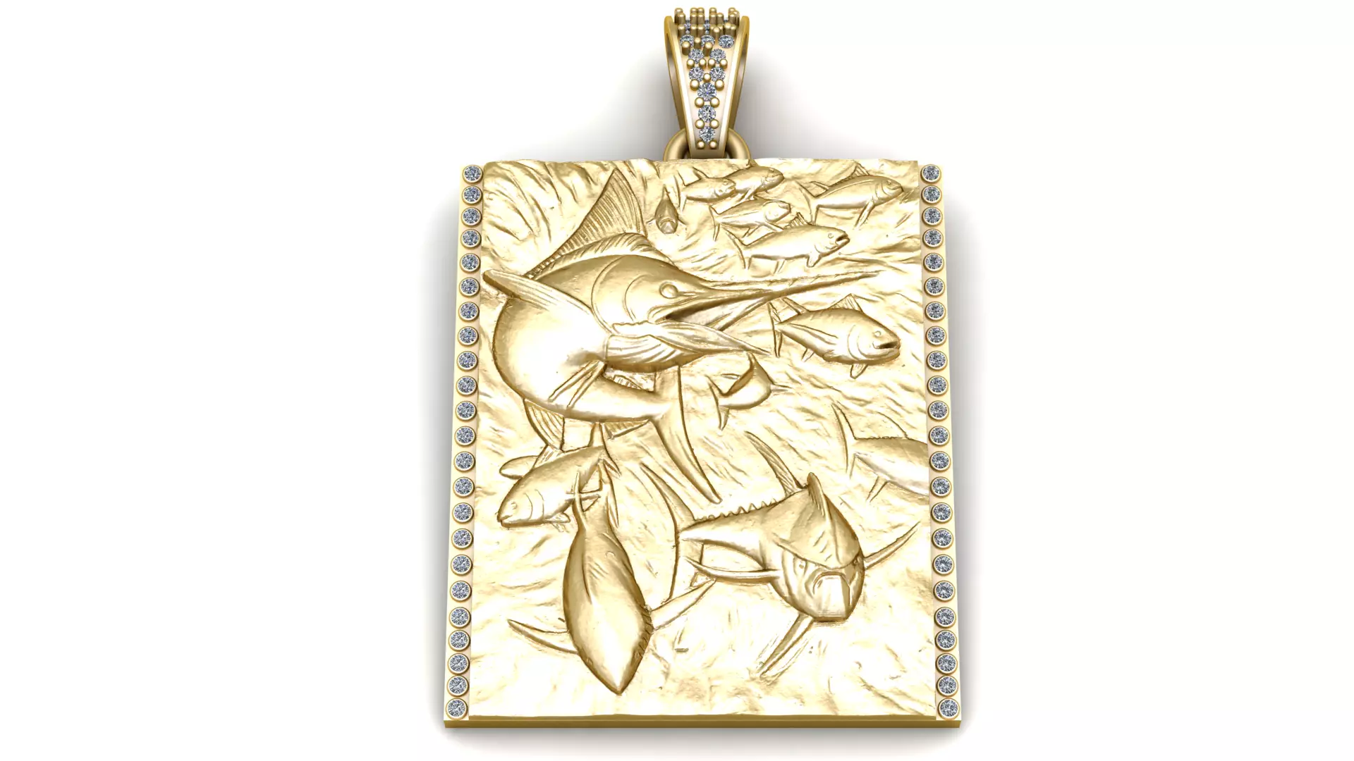 Golden Marlin Ocean Relief Pendant 3D print model