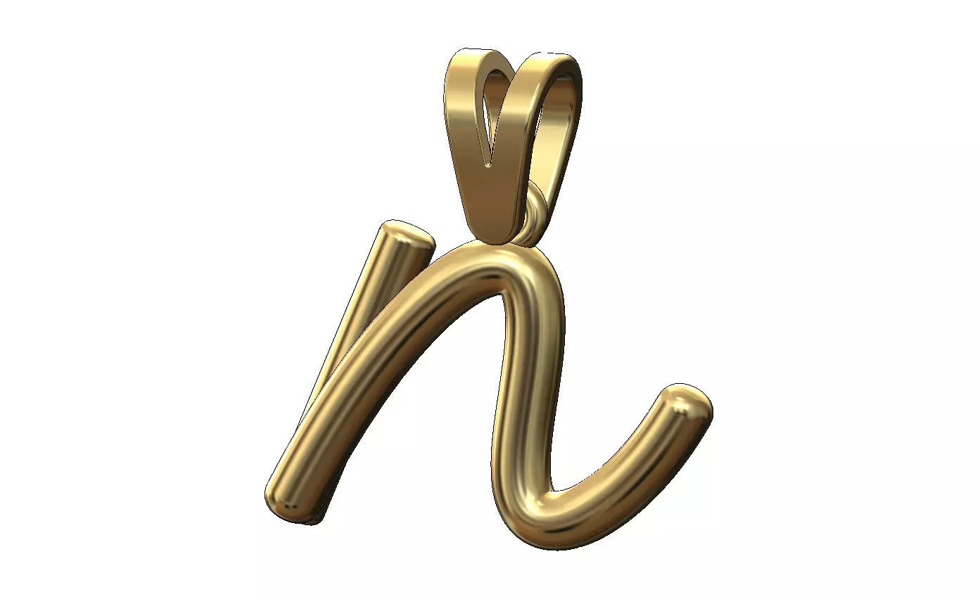 N letter initial 3d lowercase wire pendant charm bail 3D print model