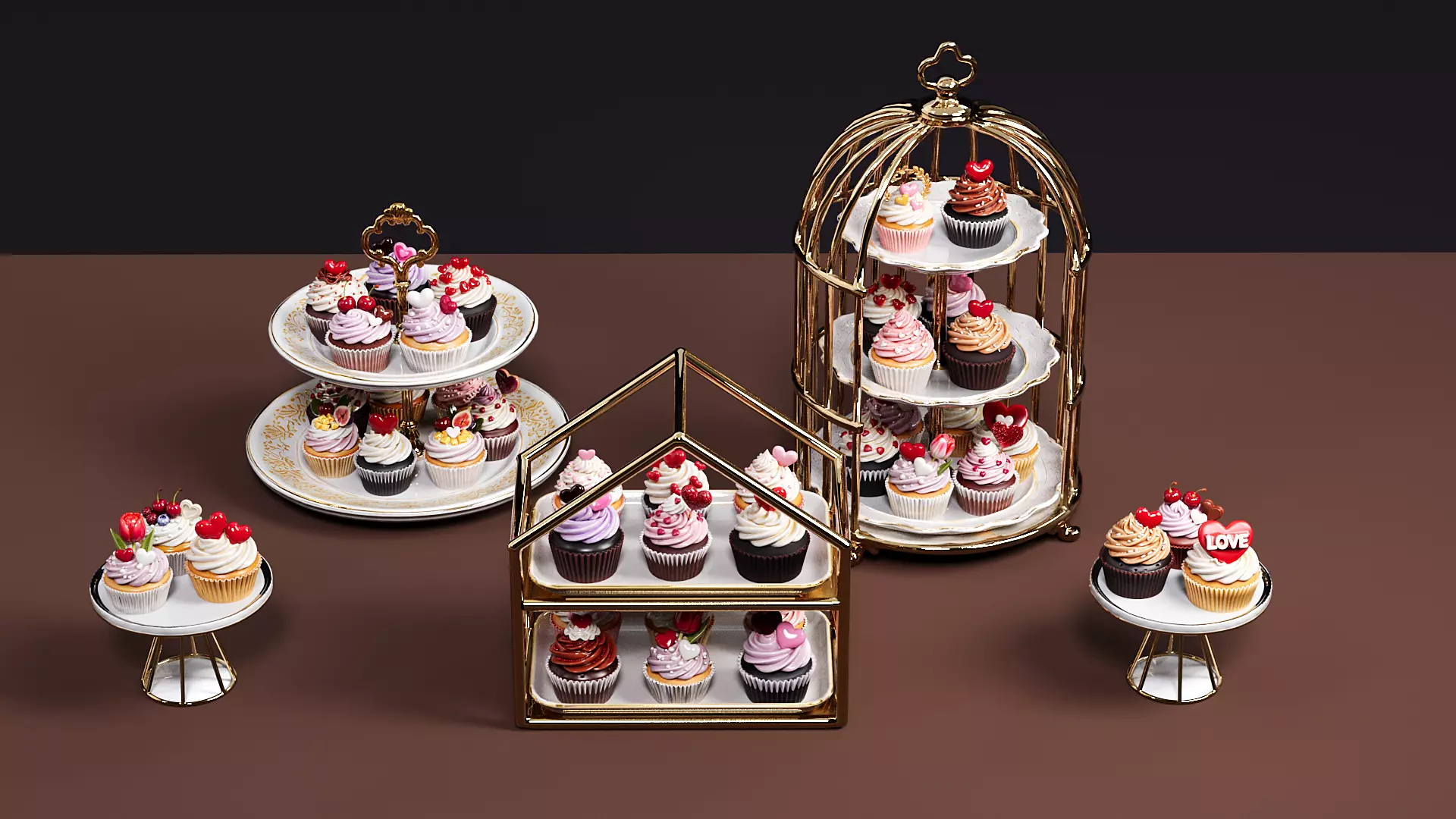 Valentine Day heart theme cupcake 3D model