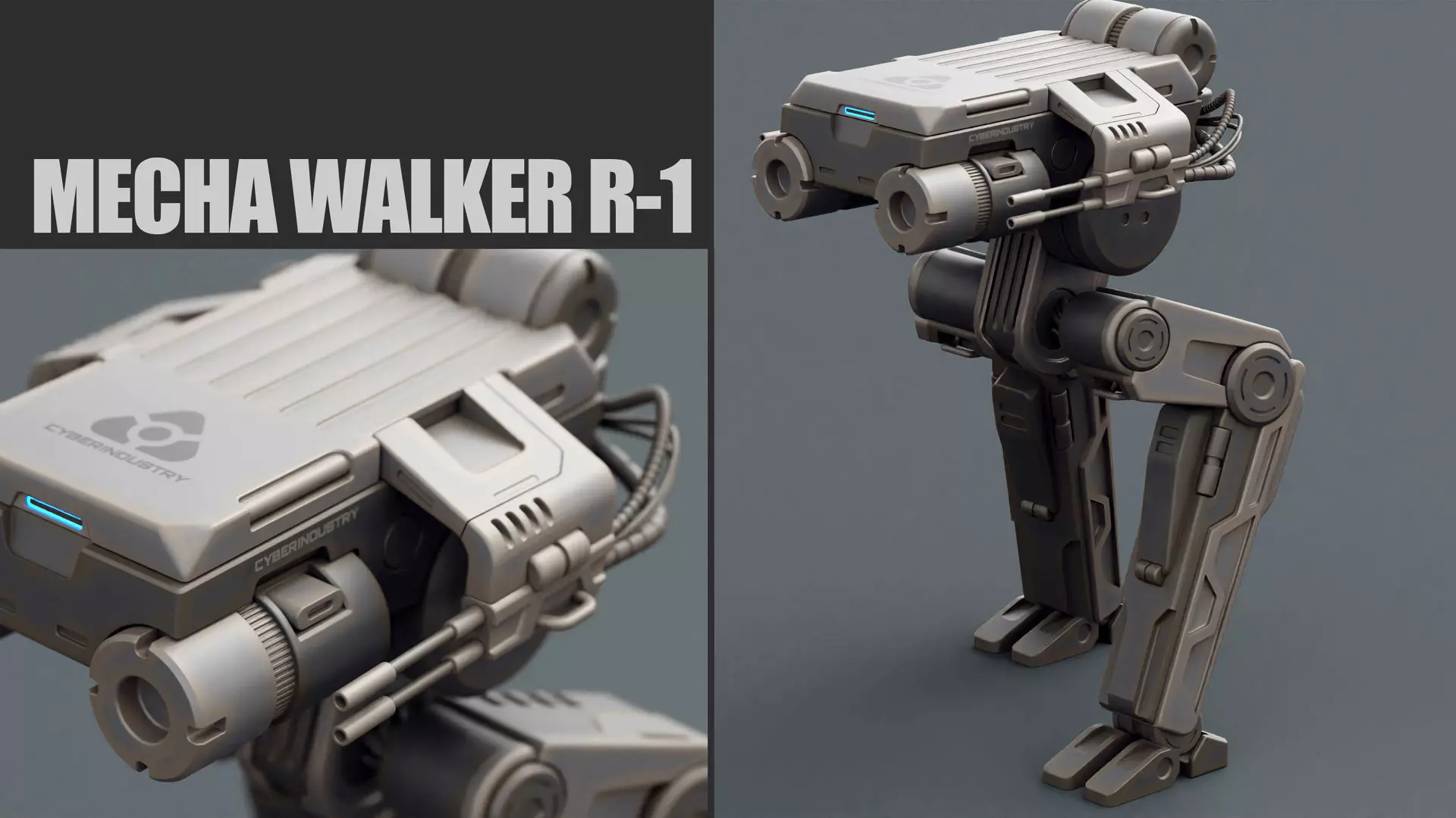 MECHA WALKER R-1 RIGGED 3D model