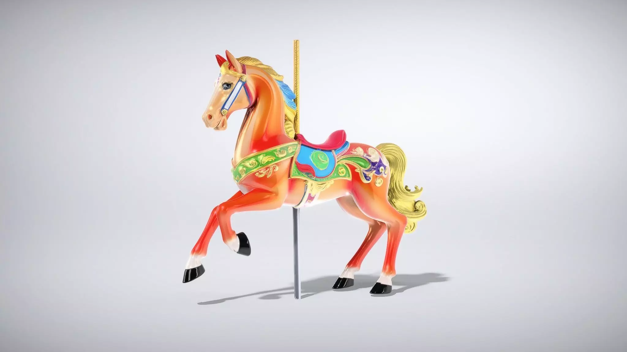 Vibrant Carousel Horse with Glossy Finish Low-poly 3D model