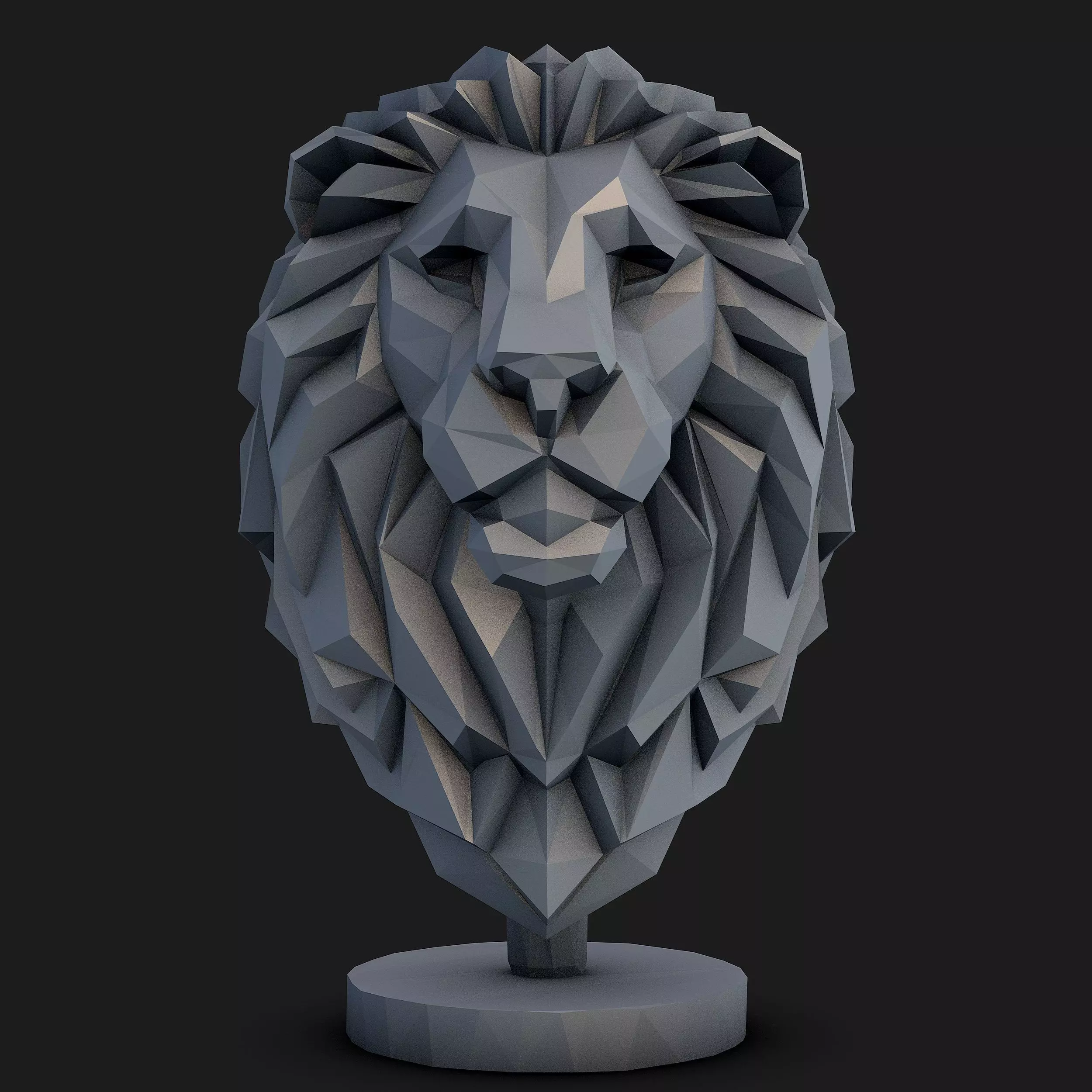 Low Poly Lion Geometric Papercraft Bust 3D print model