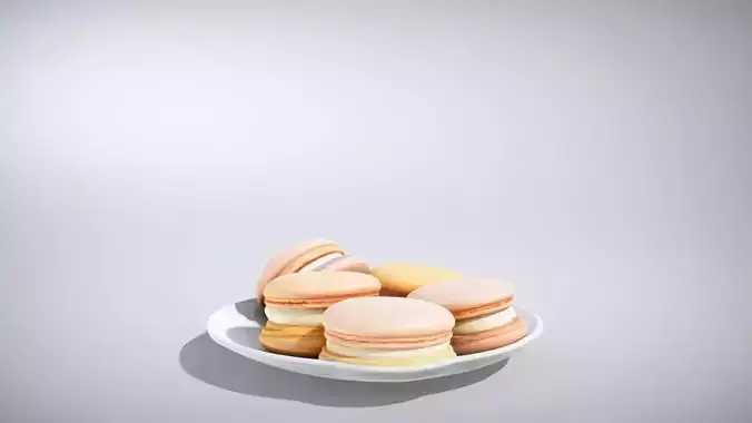 Colorful Macarons Display Low-poly 3D model 3