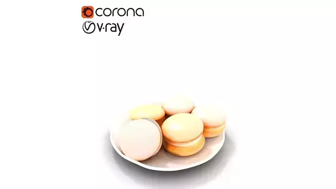 Colorful Macarons Display Low-poly 3D model 5