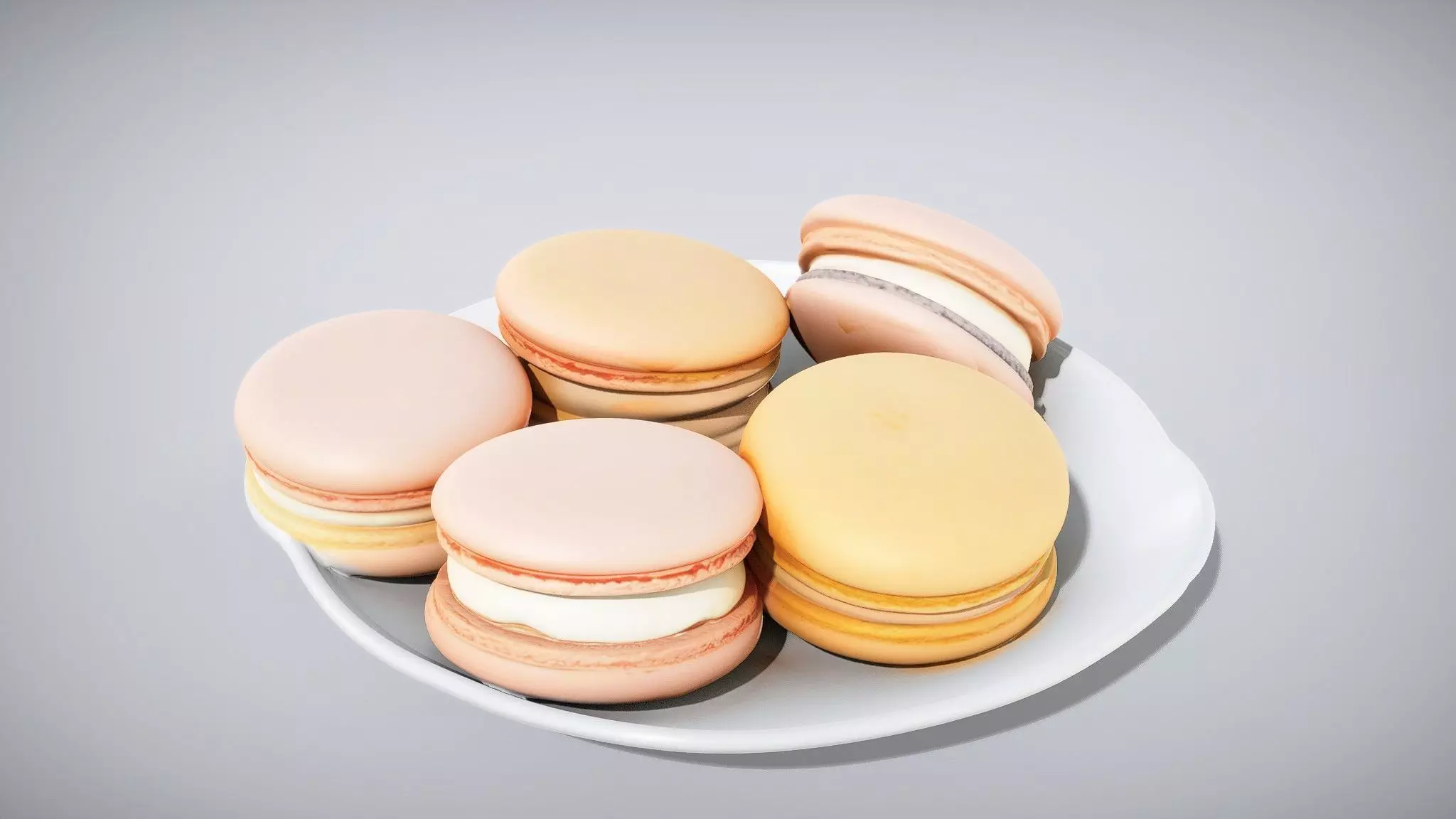 Colorful Macarons Display Low-poly 3D model
