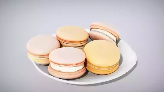Colorful Macarons Display Low-poly 3D model