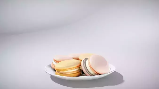 Colorful Macarons Display Low-poly 3D model 2
