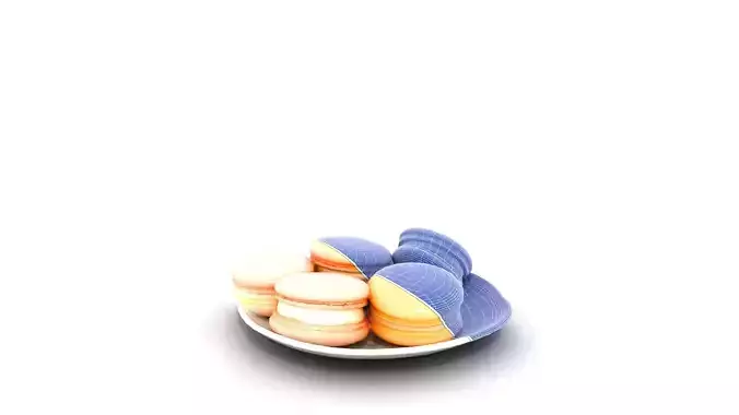 Colorful Macarons Display Low-poly 3D model 7