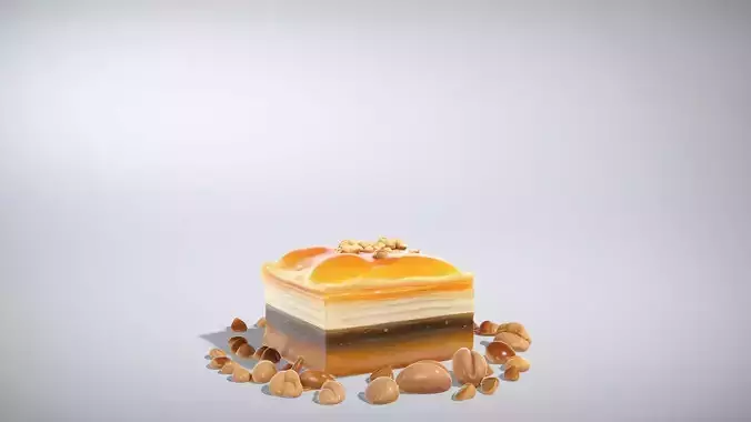 Golden Baklava Dessert Plate Low-poly 3D model 3