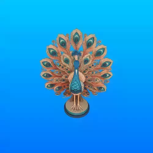 3478  Color 3D Model of a Peacock on Base  STL