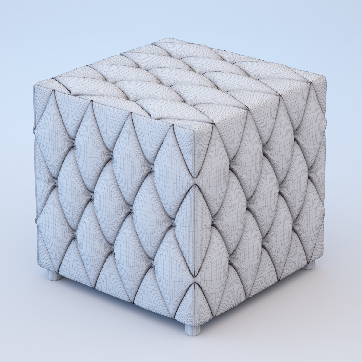Velvet pouf 3D model_4