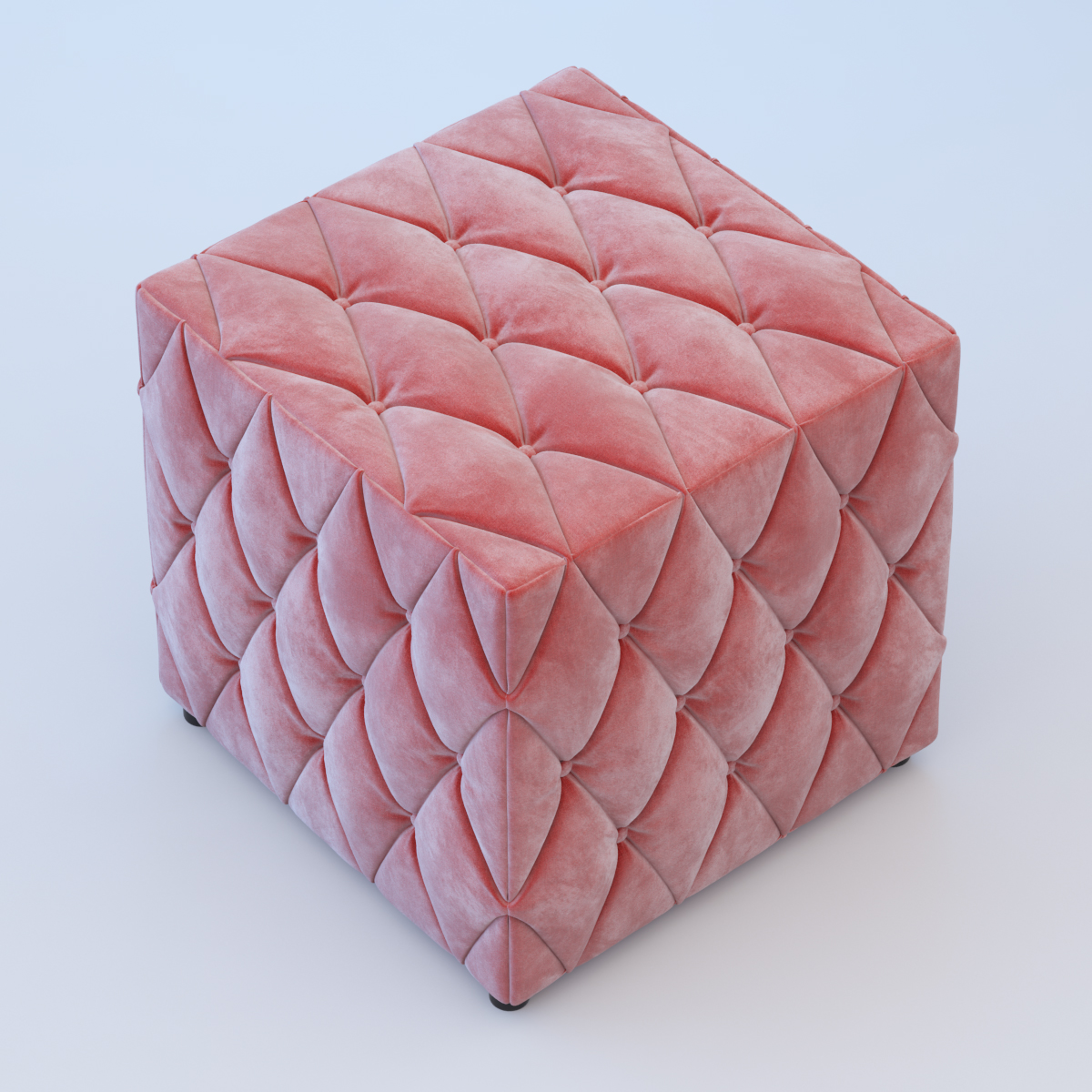 Velvet pouf 3D model_2