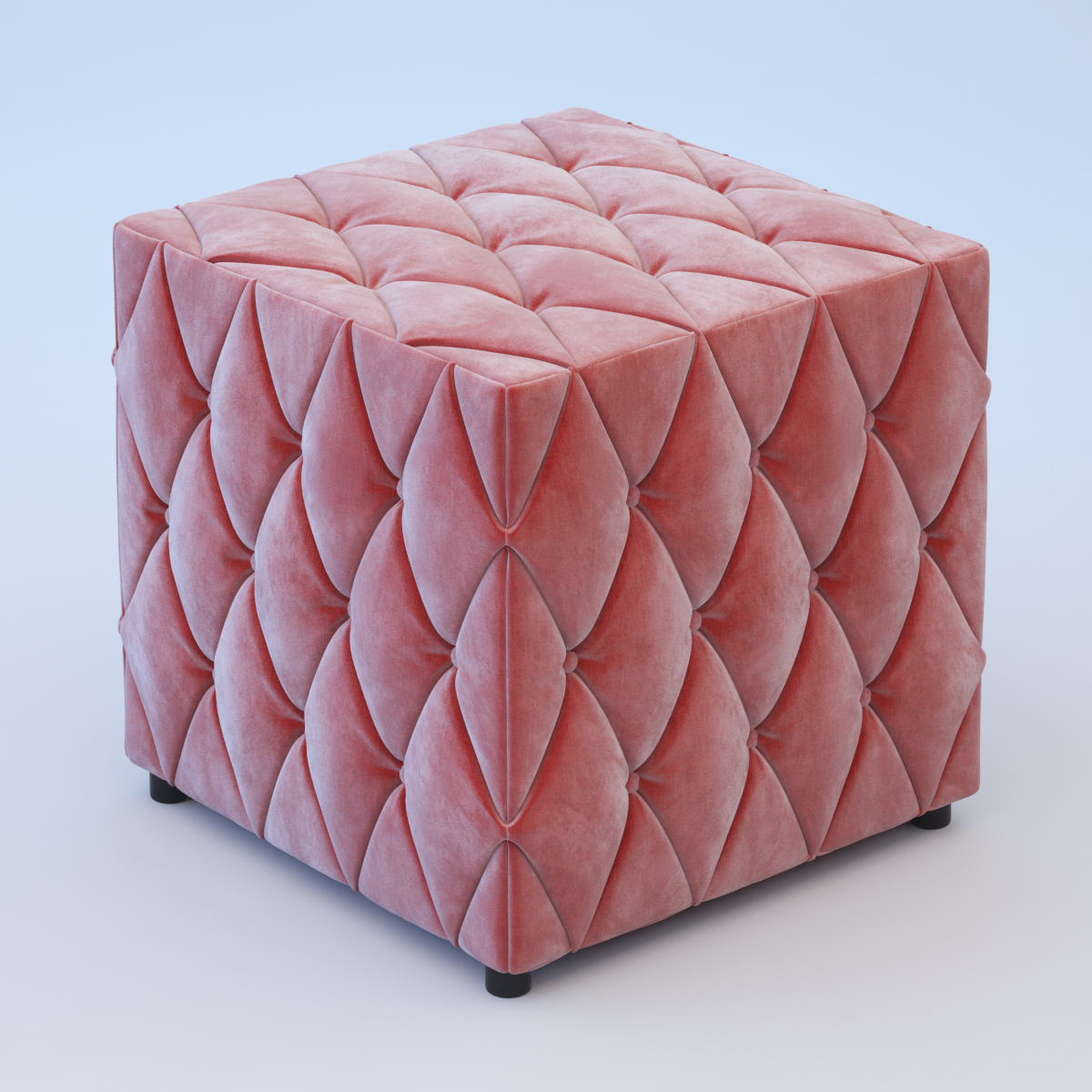 Velvet pouf 3D model_1