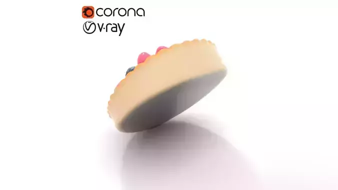 Elegant Fruit Tart with Fresh Berries Low-poly 3D model 5