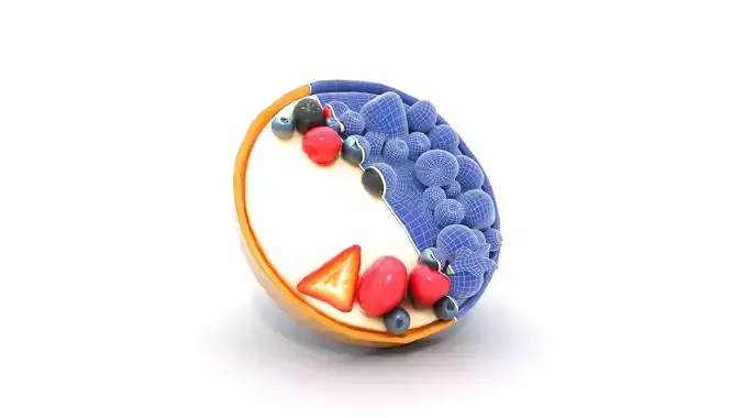 Elegant Fruit Tart with Fresh Berries Low-poly 3D model 7