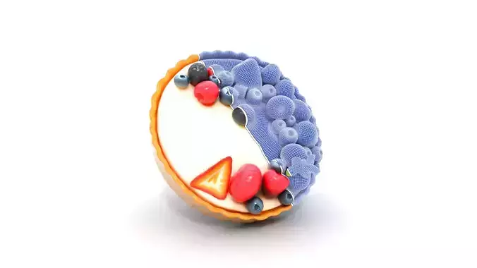 Elegant Fruit Tart with Fresh Berries Low-poly 3D model 6