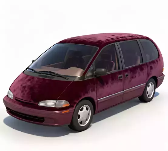Burgundy Velvet 90s Minivan 3D Model